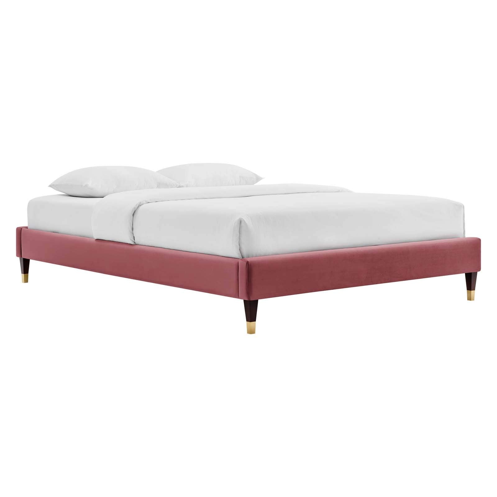 Modway Mod-6270-Dus Harlow Queen Performance Velvet Platform Bed Frame, Dusty Rose